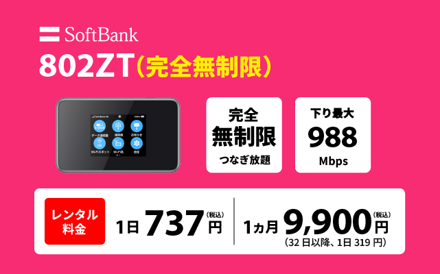 802ZT(完全無制限) | SoftBankのWiFiレンタル